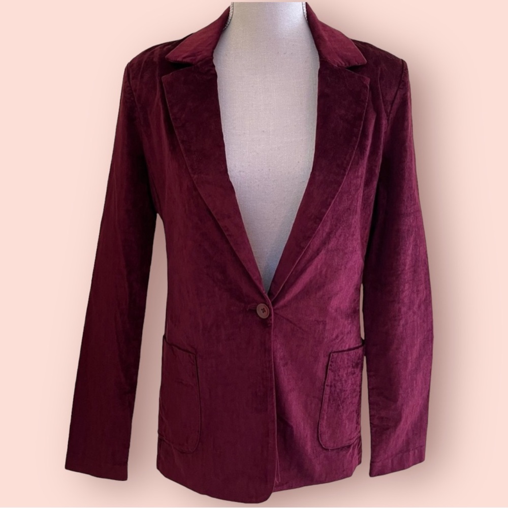 Level 99 Burgundy Velvet Blazer S